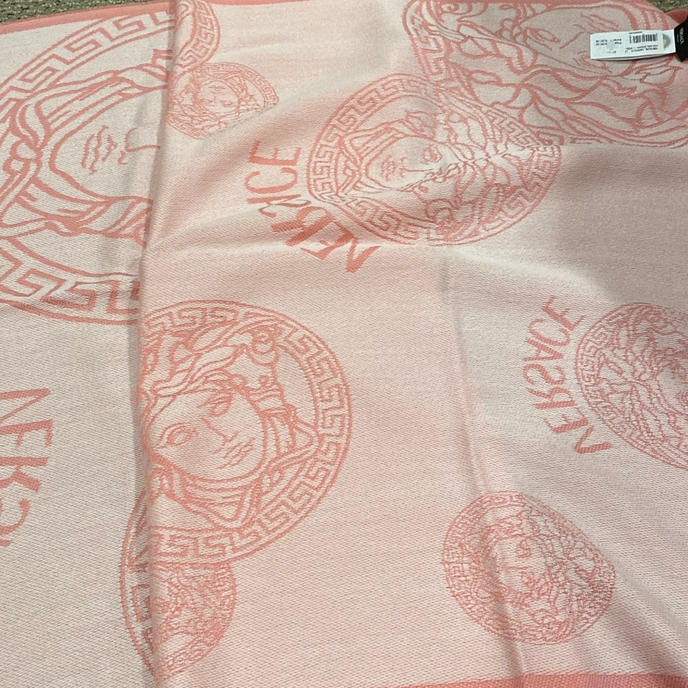 Pink Wool Versace Medusa Shawl/Scarf/Stole